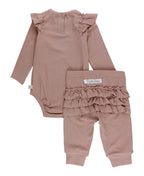 Rib Knit Ruffle Pant Set