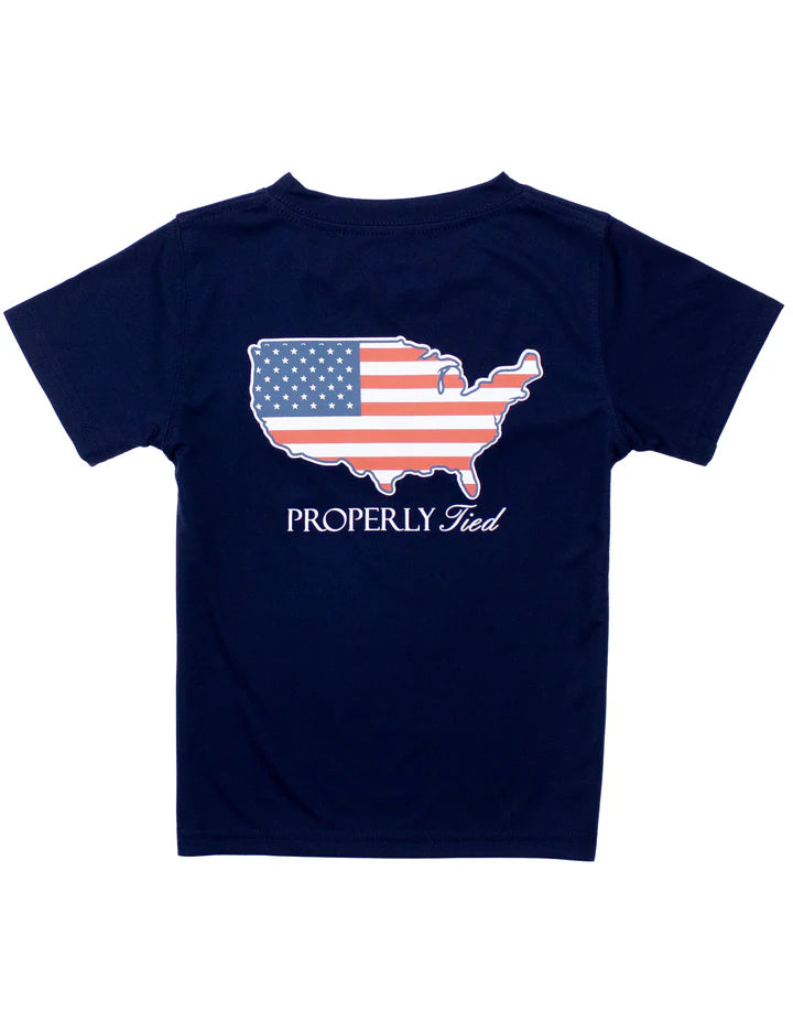 Properly Tied Performance Tee- Old Glory River Blue