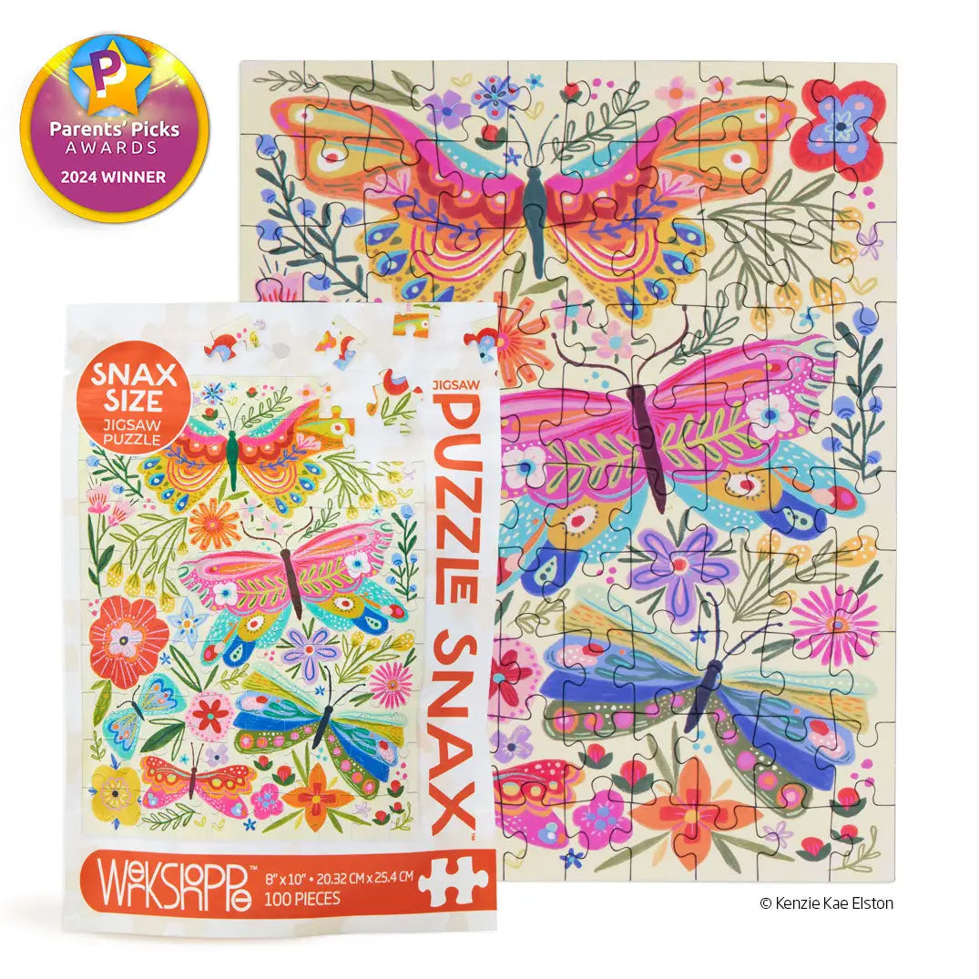 Snax Size Puzzle-Butterfly Floral 100 Piece