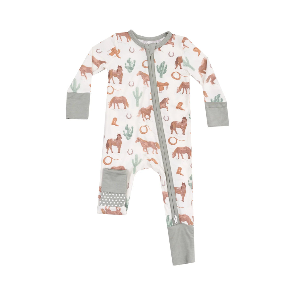 Angel Dear 2 Way Zipper Romper - Western Horses Unisex