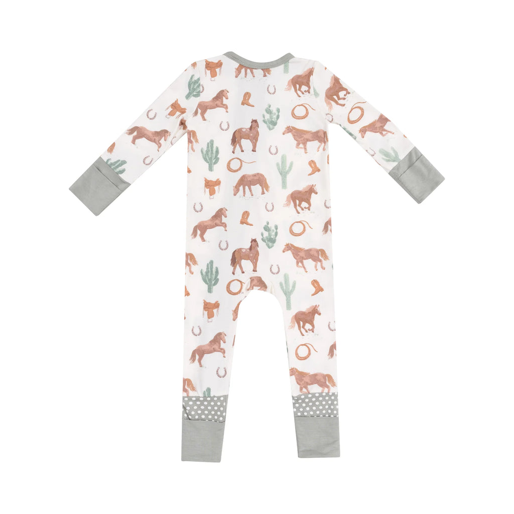 Angel Dear 2 Way Zipper Romper - Western Horses Unisex