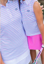 Sleeveless Performance Polo -Strawberry Moon Stripe